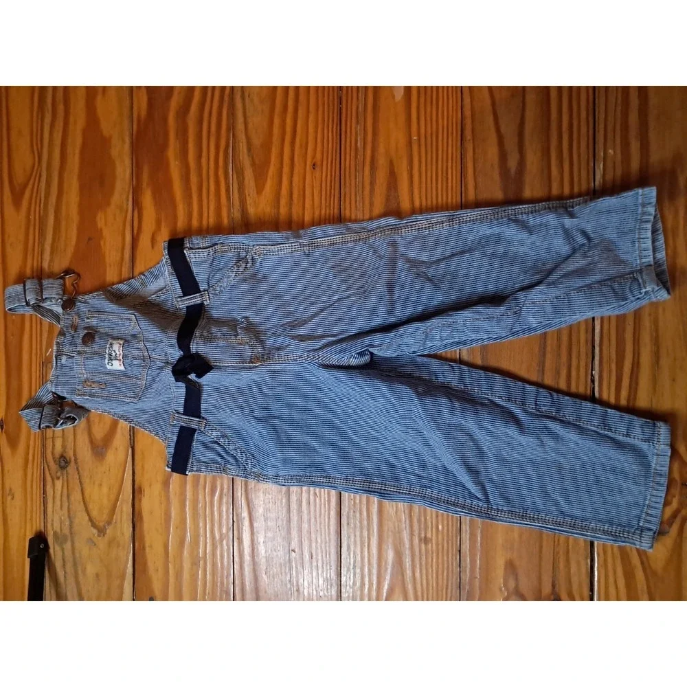 OshKosh Bib Overalls size 18 Months Engineer Railroad Striped  5c